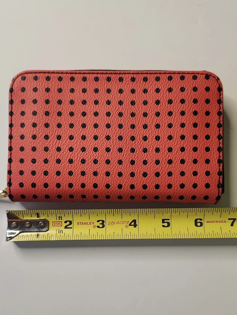 NWT Fossil Watermelon Pink/Lipstick Sydney Polka Dot Zip Around Leather Wallet